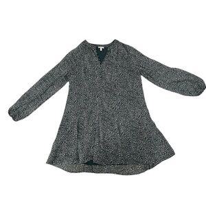 Joie dark green and white speckled swing dress with gauzy sleeves